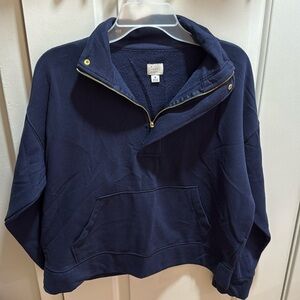 A New Day Navy Blue Snap‎ Button Quarter Zip Pullover Sweatshirt Women's Medium